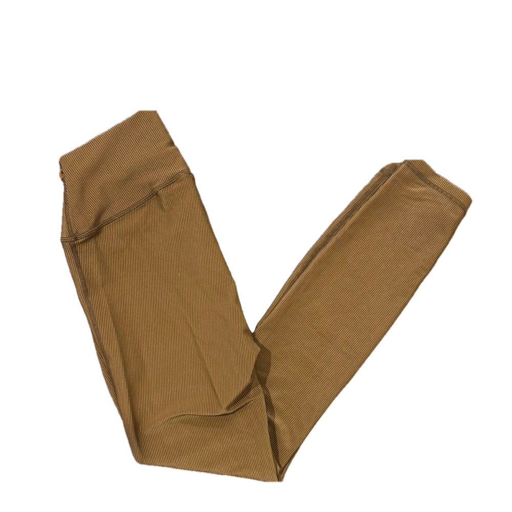 WeWoreWhat brown ribbed cropped leggings, small
